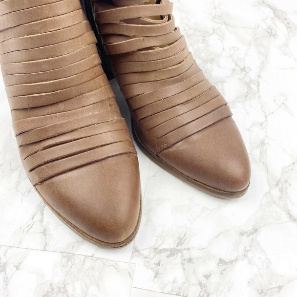 Lucky Brand Zavrina Leather Ankle Booties Cut Out - Picture 2 of 8